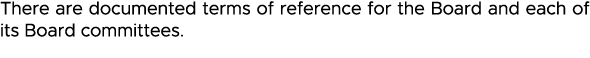 There are documented terms of reference for the Board and each of its Board committees 