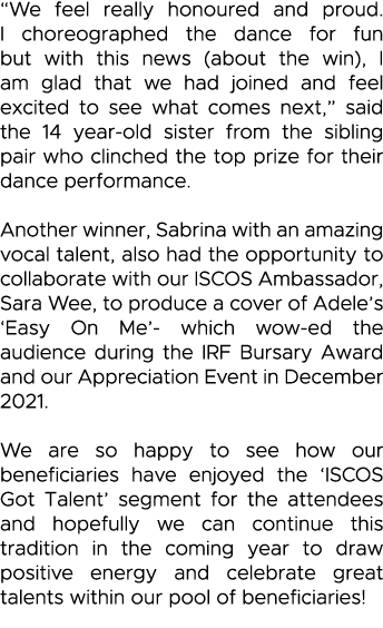  We feel really honoured and proud  I choreographed the dance for fun but with this news (about the win), I am glad t   