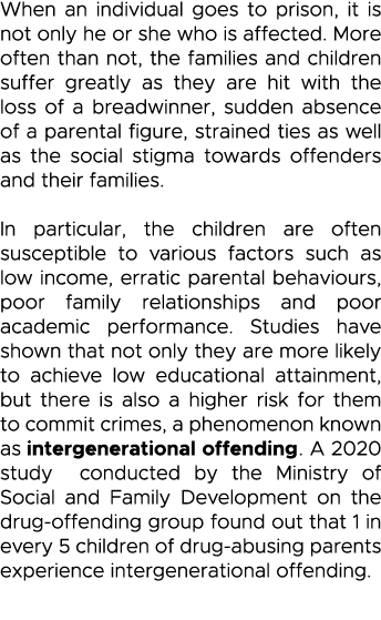 When an individual goes to prison, it is not only he or she who is affected  More often than not, the families and ch   