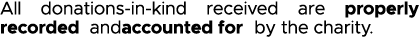 All donations-in-kind received are properly recorded and accounted for by the charity 